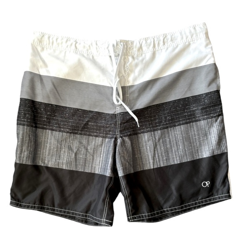 OP Ocean Pacific White Black Gray Board Shorts Swim Trunks Mens Size 3XL